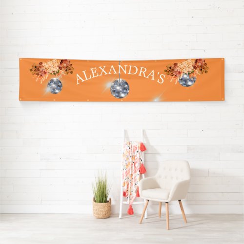 Floral Orange Disco Ball Banner