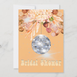 Floral Orange Disco Ball Bridal Shower Invitation