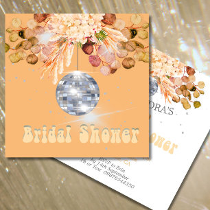 Floral Orange Disco Ball Bridal Shower Invitation