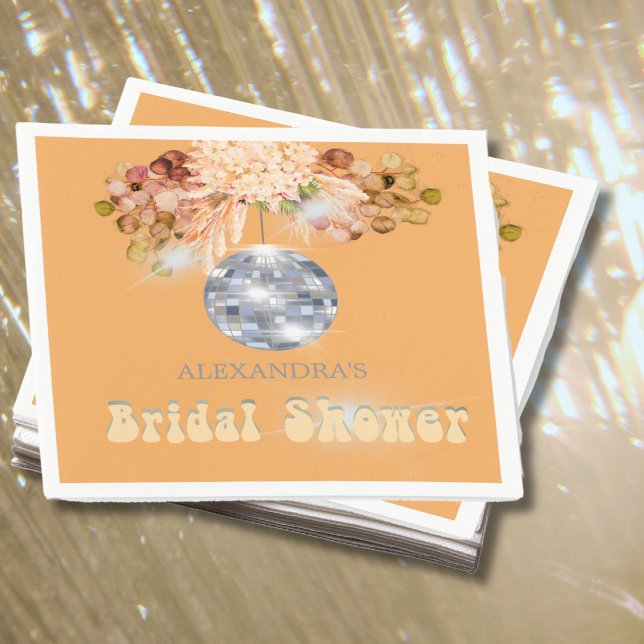 Floral Orange Disco Ball Bridal Shower  Napkins (Creator Uploaded)