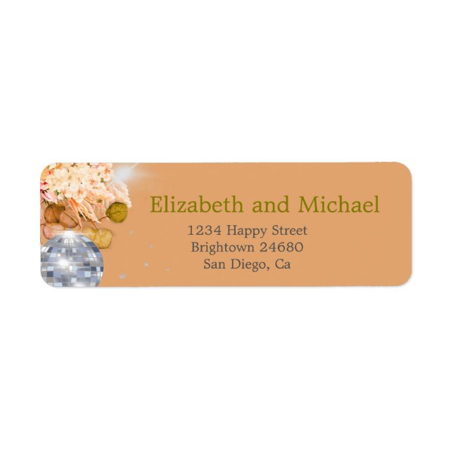 Floral Orange Elegant Eucalyptus Disco Label (Front)