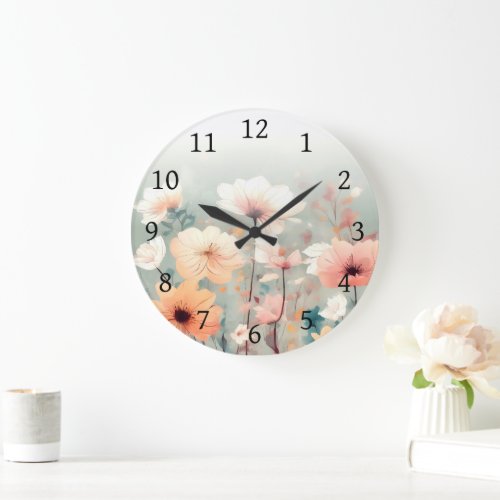 Floral Orange Flowers Design 312 Large Clock