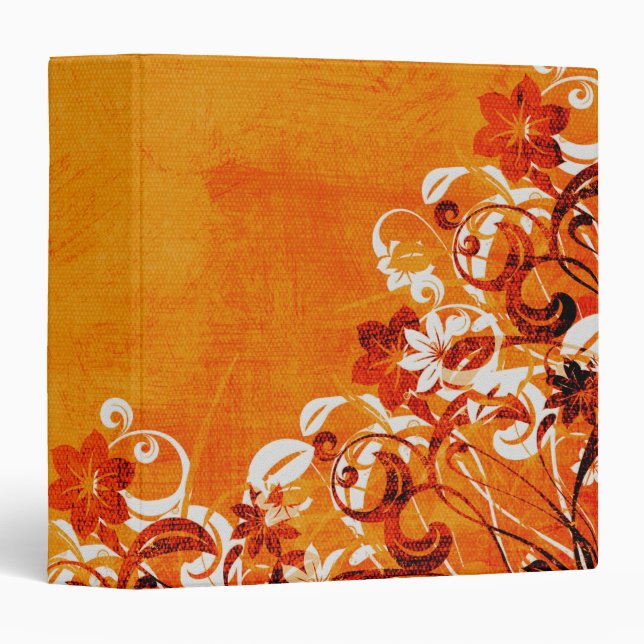 Floral Orange Grunge Urban Garden 1.5" Binder (Front/Spine)