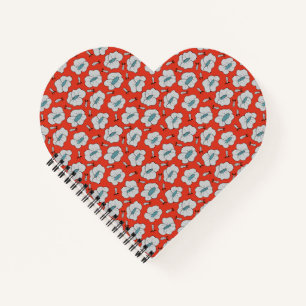 Floral Orange Heart Shaped Spiral Bound Notebook