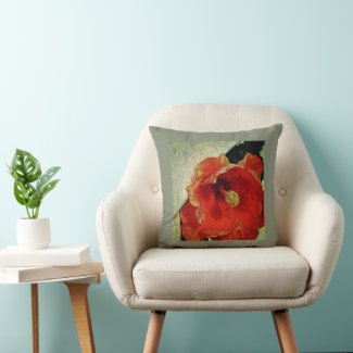 FLORAL/ORANGE HIBISCUS Throw Pillow