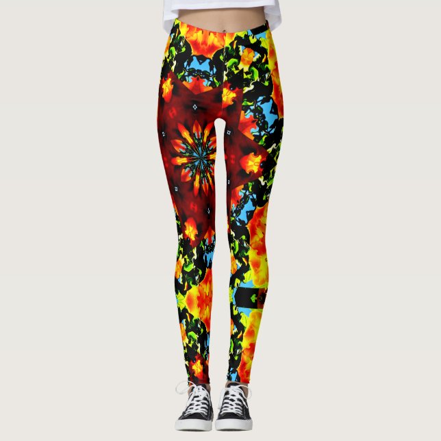 Floral Orange Leggings (Front)