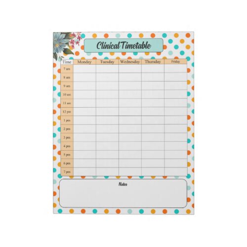 Floral Orange n Blue_ Clinical Timetable Notepad