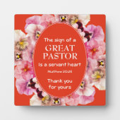 Floral Orange Pastor Appreciation Plaque 