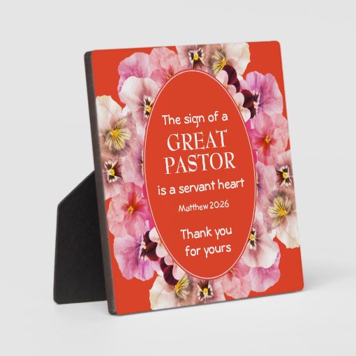 Floral Orange Pastor Appreciation Plaque | Zazzle