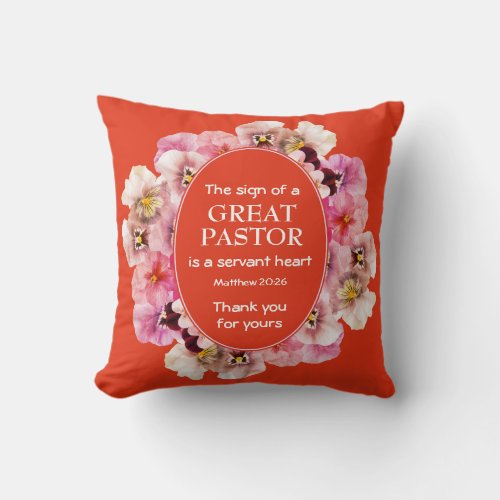 Floral Orange Pastor Appreciation  Throw Pillow