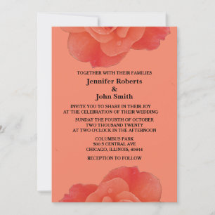 Floral Orange Rose Rustic Fall Autumn Cool Wedding Invitation