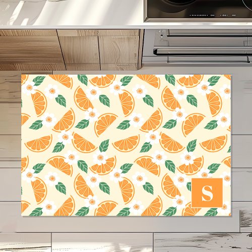Floral Orange Slices Personalized Kitchen Rug