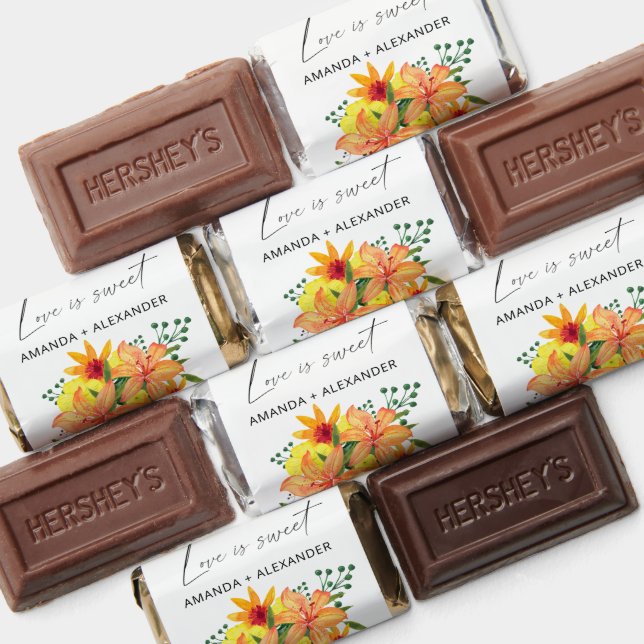 Floral orange wedding shower  hershey's miniatures (Assorted)