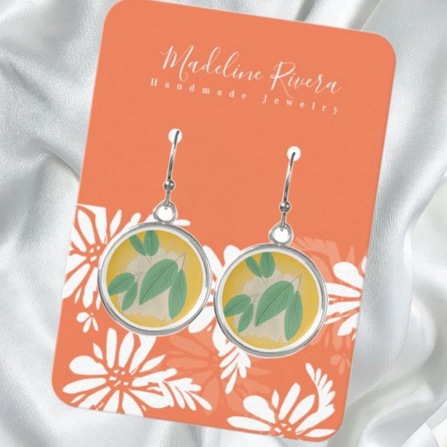 Floral Orange White Handmade Earring Display Card (Creator Uploaded)