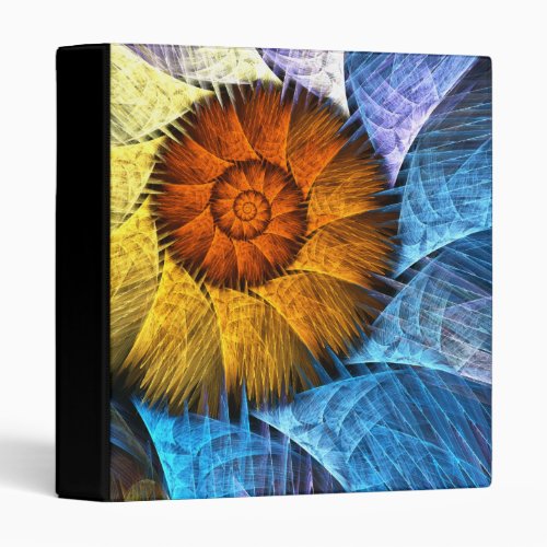 Floral Orange Yellow Blue Abstract Art 3 Ring Binder