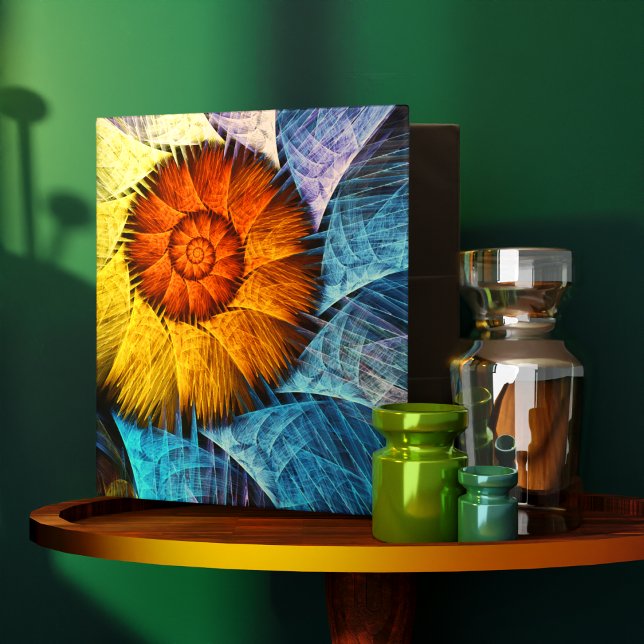 Floral Orange Yellow Blue Abstract Art 3 Ring Binder (Floral Orange Yellow Blue Abstract Art 3 Ring Binder)