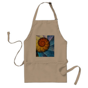 Floral Orange Yellow Blue Abstract Art Adult Apron
