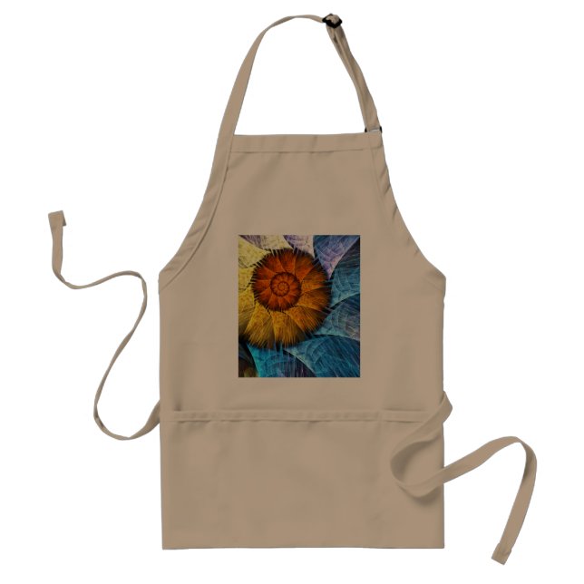 Floral Orange Yellow Blue Abstract Art Adult Apron (Front)
