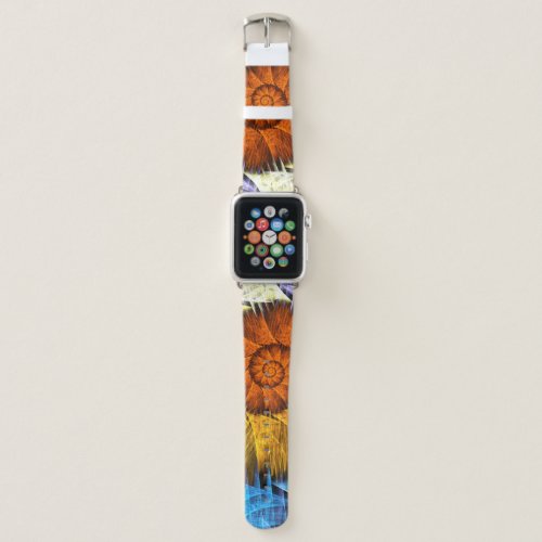 Floral Orange Yellow Blue Abstract Art Apple Watch Band