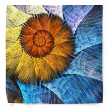 Floral Orange Yellow Blue Abstract Art