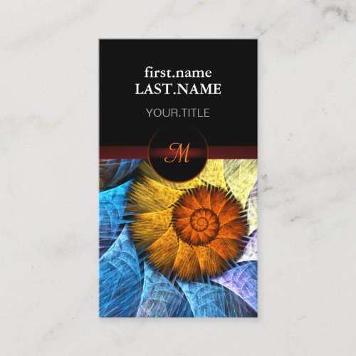 Floral Orange Yellow Blue Abstract Art Business Card