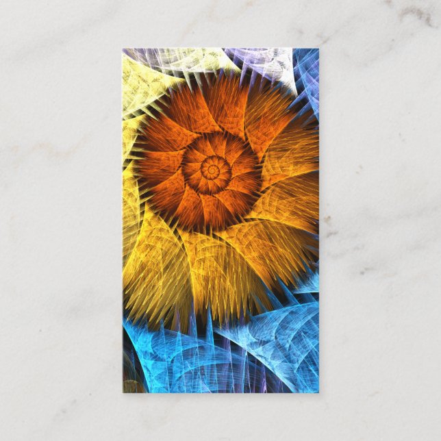 Floral Orange Yellow Blue Abstract Art Business Card (Front)