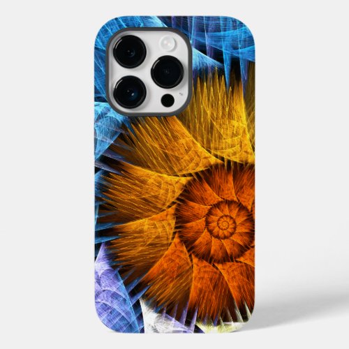 Floral Orange Yellow Blue Abstract Art Case_Mate iPhone 14 Pro Case