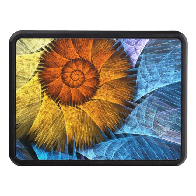Floral Orange Yellow Blue Abstract Art Hitch Cover (Front)