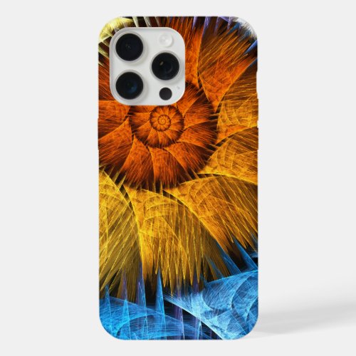 Floral Orange Yellow Blue Abstract Art iPhone 15 Pro Max Case