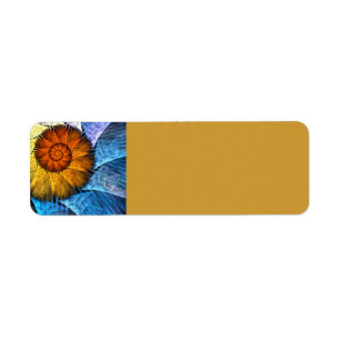 Floral Orange Yellow Blue Abstract Art Label