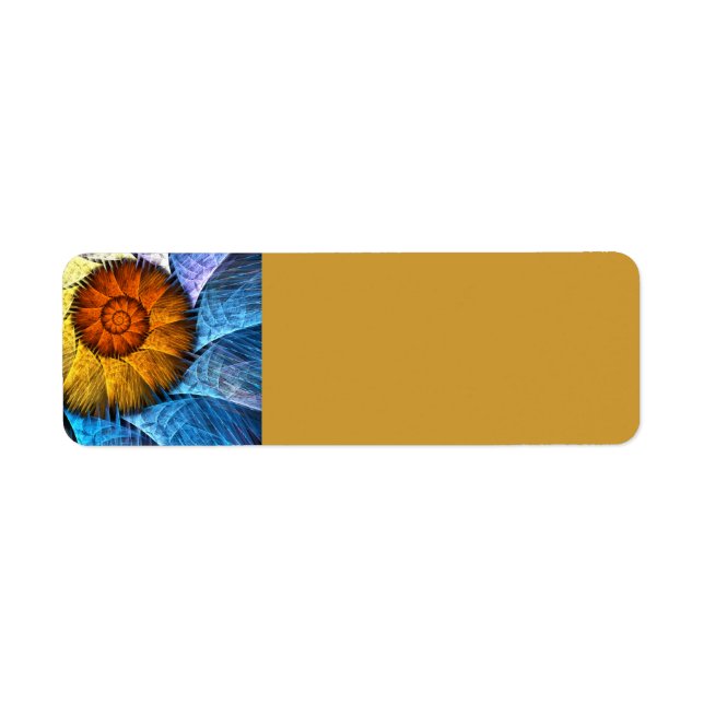 Floral Orange Yellow Blue Abstract Art Label (Front)