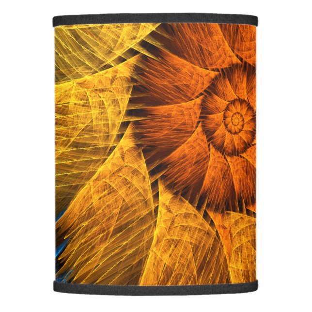 Floral Orange Yellow Blue Abstract Art Lamp Shade (Front)