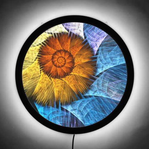 Floral Orange Yellow Blue Abstract Art LED Sign