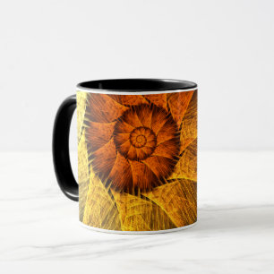 Floral Orange Yellow Blue Abstract Art Mug