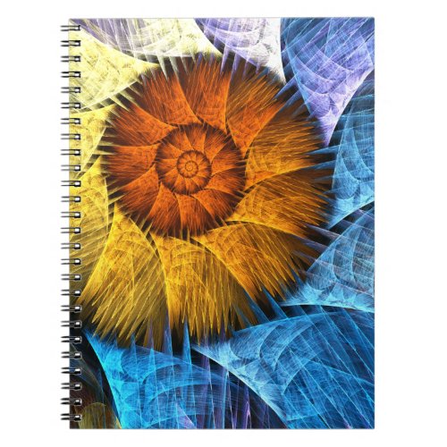 Floral Orange Yellow Blue Abstract Art Notebook