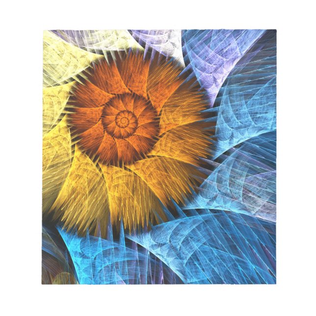Floral Orange Yellow Blue Abstract Art Notepad (Front)