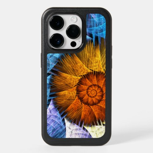 Floral Orange Yellow Blue Abstract Art OtterBox iPhone 14 Pro Case