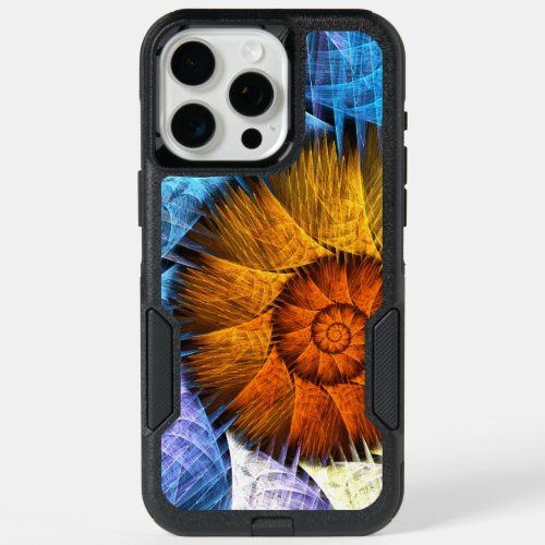 Floral Orange Yellow Blue Abstract Art iPhone 15 Pro Max Case