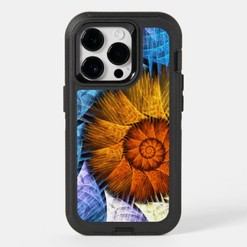 Floral Orange Yellow Blue Abstract Art OtterBox iPhone 14 Pro Case