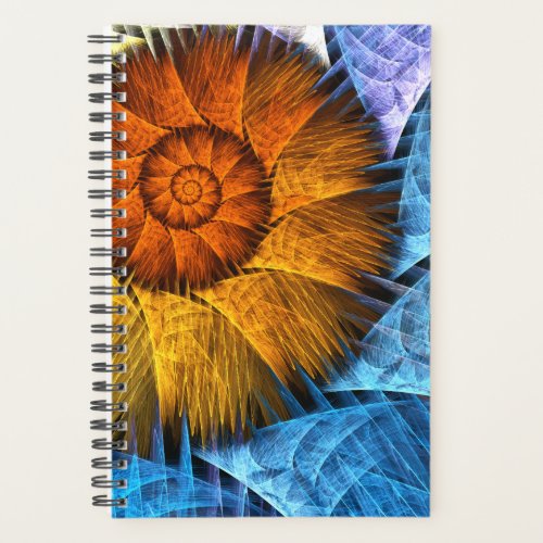 Floral Orange Yellow Blue Abstract Art Planner