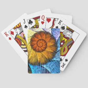 Floral Orange Yellow Blue Abstract Art Poker Cards