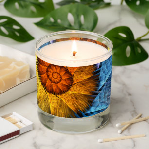 Floral Orange Yellow Blue Abstract Art Scented Candle