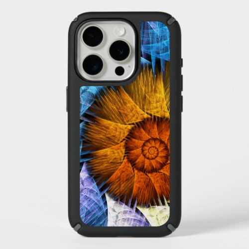 Floral Orange Yellow Blue Abstract Art iPhone 15 Pro Case