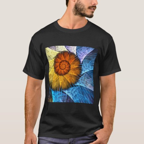 Floral Orange Yellow Blue Abstract Art T_Shirt