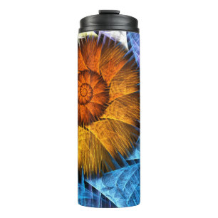 Floral Orange Yellow Blue Abstract Art Thermal Tumbler
