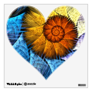 Floral Orange Yellow Blue Abstract Art Wall Decal
