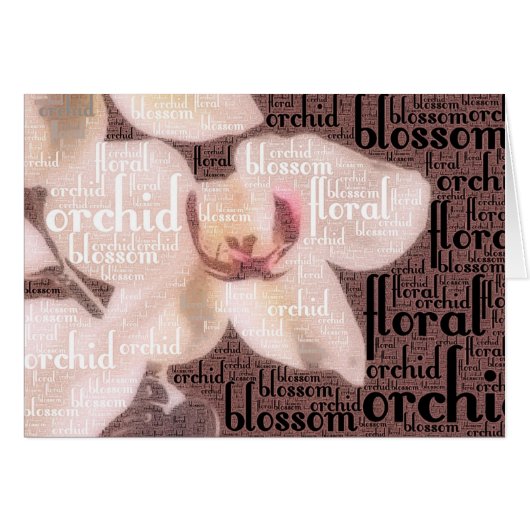 Floral Orchid Blossom Word Cloud Cards (Front Horizontal)