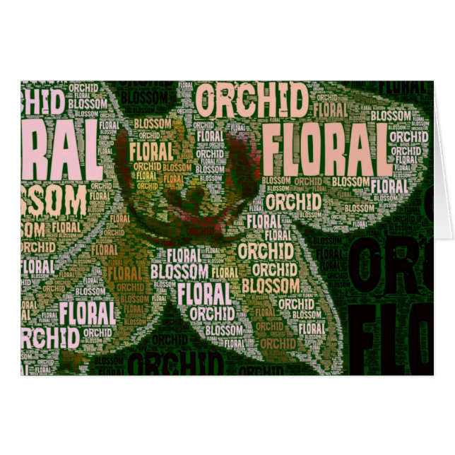 Floral Orchid Blossom Word Cloud Cards (Front Horizontal)