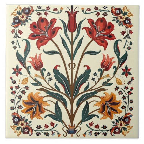 Floral Orchid Flowers  Ceramic Tile