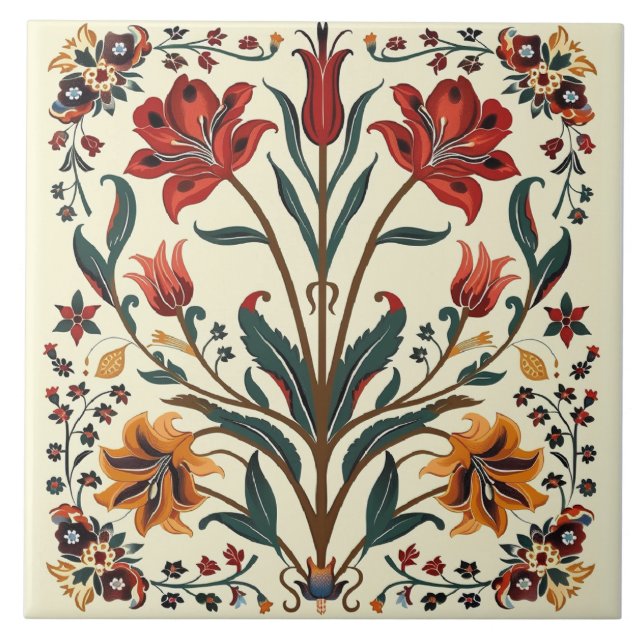 Floral Orchid Flowers  Ceramic Tile (Front)